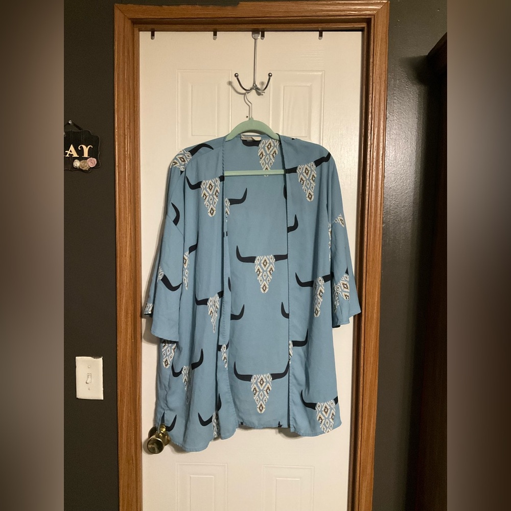 🤠🩵western skull cardigan